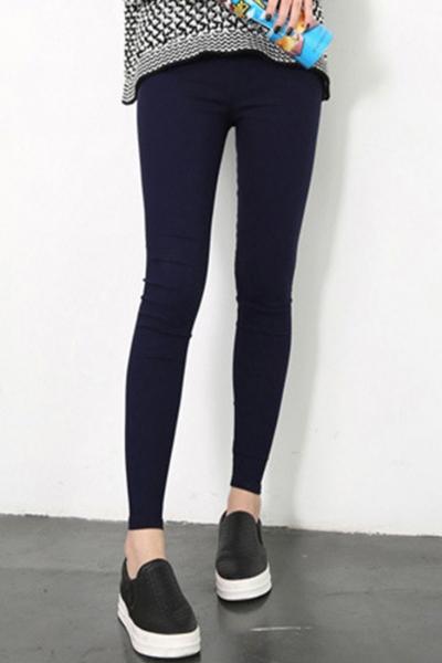 Oasap Chic Simple Color Ninth Legging