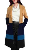 Oasap Color Block Double-breasted Turn Down Collar Coat