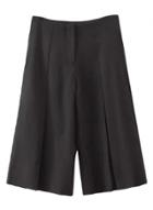 Oasap Women's Solid Color Pleated Wide Legs Cropped Pants