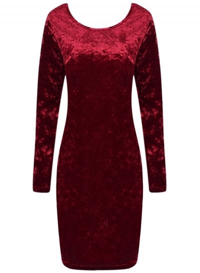 Oasap Fashion Long Sleeve Midi Velvet Bodycon Dress