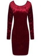 Oasap Fashion Long Sleeve Midi Velvet Bodycon Dress
