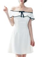 Oasap Women's Color Block Bow Front Off Shoulder Dress
