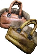 Oasap Fox Hair Embellished Padded Bag