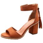 Oasap Solid Peep Toe Block Heels Sandals