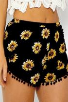 Oasap Summer Floral Print Trimmed Shorts