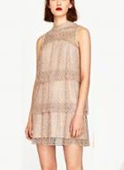Oasap Round Neck Sleeveless Lace Dress