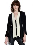 Oasap Women's Contrast Color Cut-out Slit Blazer