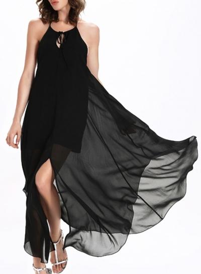 Oasap Women's Hot Cut-out Front Scoop Back Chiffon Dress