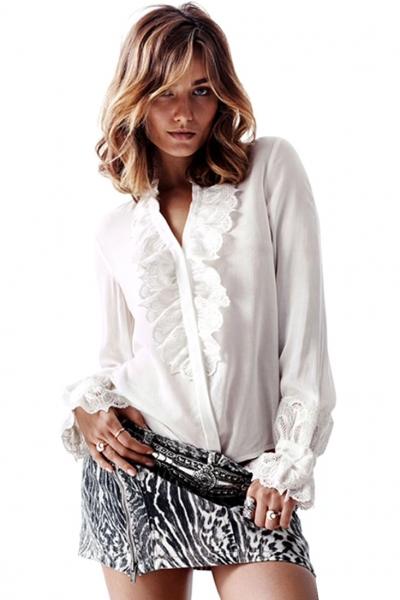 Oasap Classic Ruffles Button Down Blouse
