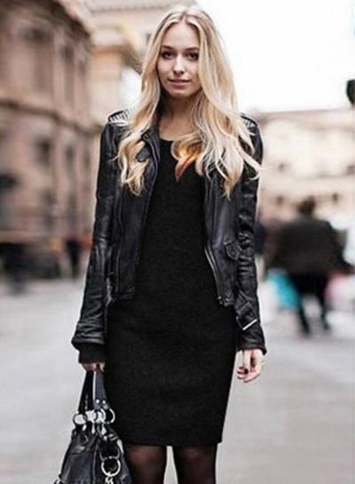 Oasap Fashion Solid Long Sleeve Loose Fit Pullover Dress