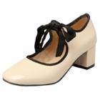Oasap Cute Square Toe Block Heels Lace Up Shoes