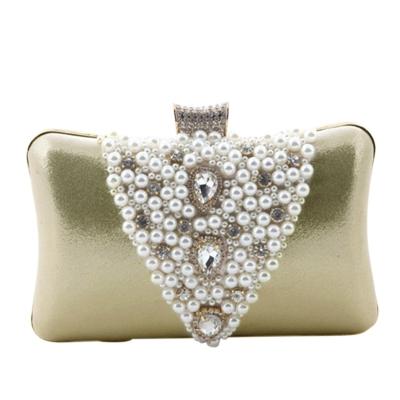 Oasap Stylish Faux Pearl Rhinestone Evening Cluth Bag