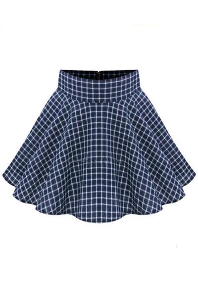 Oasap Lovely Grid Skater Skirt