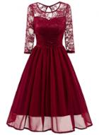 Oasap Vintage Floral Lace Chiffon A-line Midi Dress