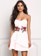 Oasap Strapless Floral Embroidery A-line Party Dress