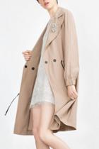Oasap Fashion Solid Notch Lapel Trench Coat