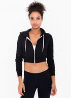 Oasap Fashion Solid Long Sleeve Front Zip Cropped Hoodie