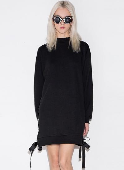 Oasap Women's Tie Side High Neck Long Sleeve Dress