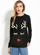 Oasap Christmas Graphic Round Neck Pullover Knit Sweater