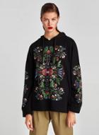 Oasap Floral Print Pullover Hoodie Sweatshirt