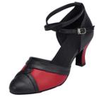 Oasap Round Toe Color Block Ankle Strap Latin Dance Shoes