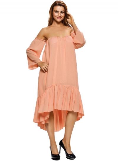Oasap Solid Sweetheart Off Shoulder Swing Dress