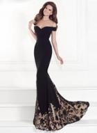 Oasap Elegant Off Shoulder Floor Length Evening Dress