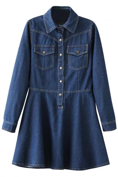 Oasap Sharp Denim Mini Shirt Dress