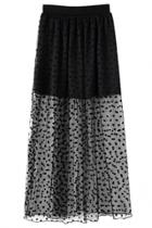 Oasap Sweatheart Sheer Mesh Midi Skirt