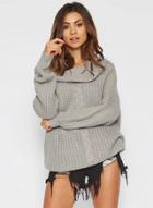 Oasap Cowl Neck Loose Fit Pullover Sweater