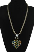 Oasap Heart Shaped Olympic Games Embellished Necklace