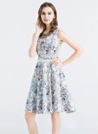 Oasap Vintage Floral Sleeveless Swing Dress