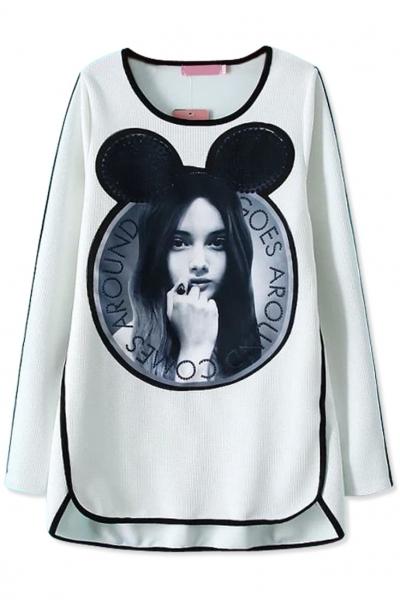 Oasap Beauty Portrait Textured Sweatshirt