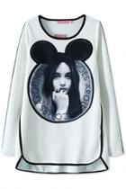 Oasap Beauty Portrait Textured Sweatshirt