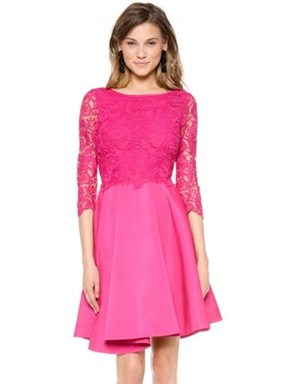 Oasap Floral Lace 3/4 Sleeve Cocktail Swing Dress
