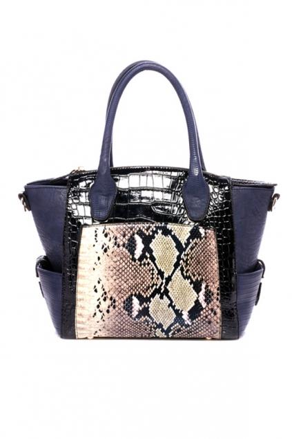 Oasap Color Block Snake Skin Pattern Tote