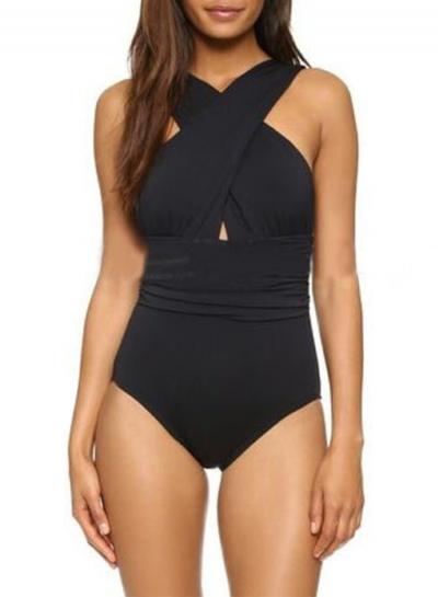 Oasap Front Cross One-piece Padding Swimsuit