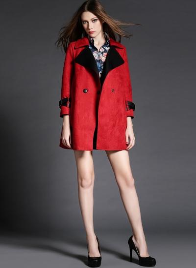 Oasap Fashion Suede Double Breasted Coat