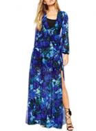 Oasap Women's Floral Print V Neck High Slit Maxi Dress
