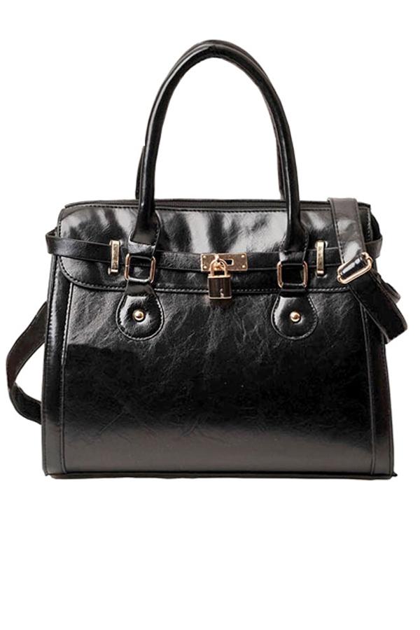 Oasap Double Handle Lock Catch Shoulder Bag