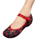 Oasap Floral Embroidered Mary Jane Flat Shoes