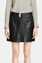 Oasap Woman Sleek Pu Mini Bodycon Sheath Pencil Skirt