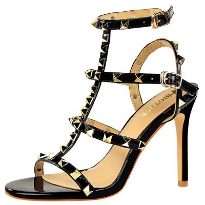 Oasap Open Toe Rivet Stiletto Heels Club Sandals