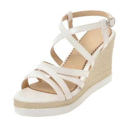 Oasap Peep Toe Cross Buckle Strap Wedge Heels Sandals