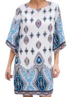 Oasap Women's Casual 3/4 Sleeve Tribal Print Mini Shift Dress