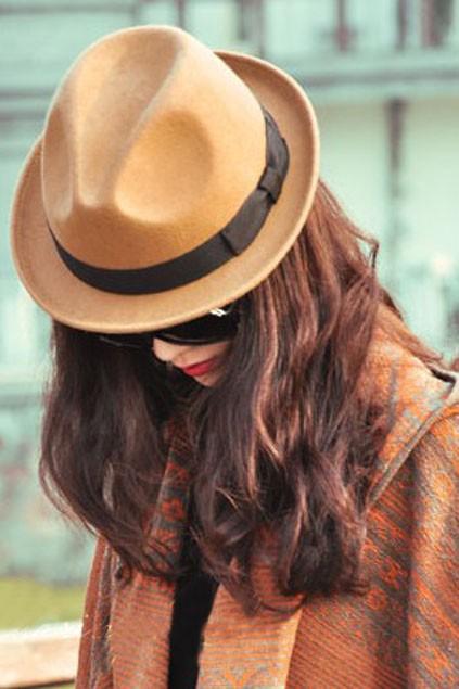 Oasap Vintage Bow-knot Jazz Hat With Turned Brim