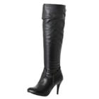 Oasap Solid Color Round Toe Stiletto Heels Knee-high Boots