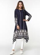Oasap Fashion Long Sleeve Floral Irregular Midi Dress