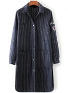 Oasap Fashion Vertical Stripe Embroidery Button Down Coat