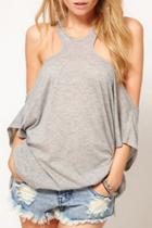 Oasap Charming Solid Off The Shoulder Tee